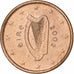 Irlande, Euro Cent, 2002, Dublin, Cuivre plaqué acier, SPL