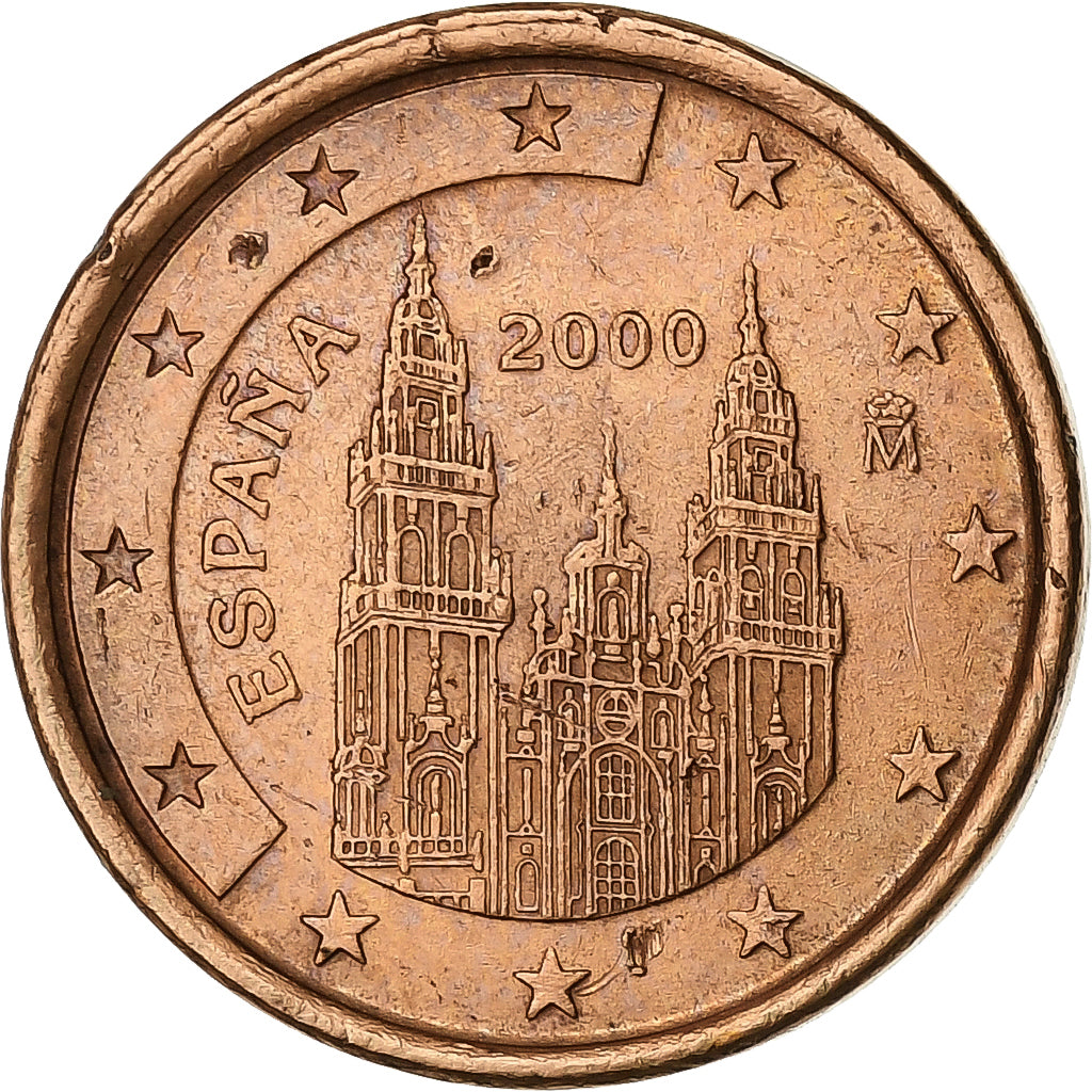 España, Euro Cent, 2000, Madrid, Cobre chapado en acero, SC