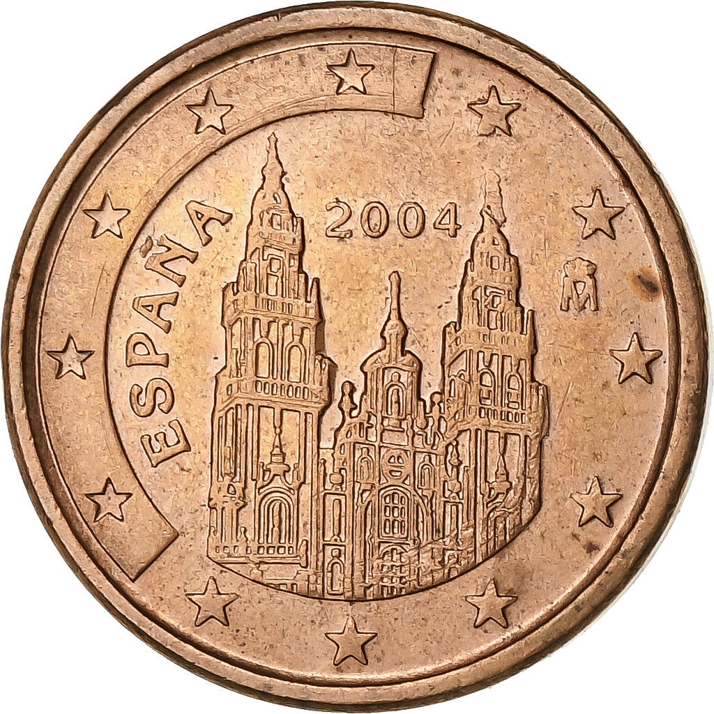 Spanje, Euro Cent, 2004, Madrid, Copper Plated Steel, UNC-