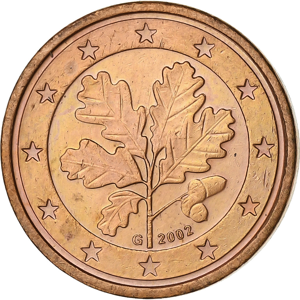 Niemcy, Euro Cent, 2002, Karlsruhe, Miedź platerowana stalą, MS(63)