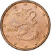 Finnland, Euro Cent, 2000, Vantaa, Copper Plated Steel, SS+