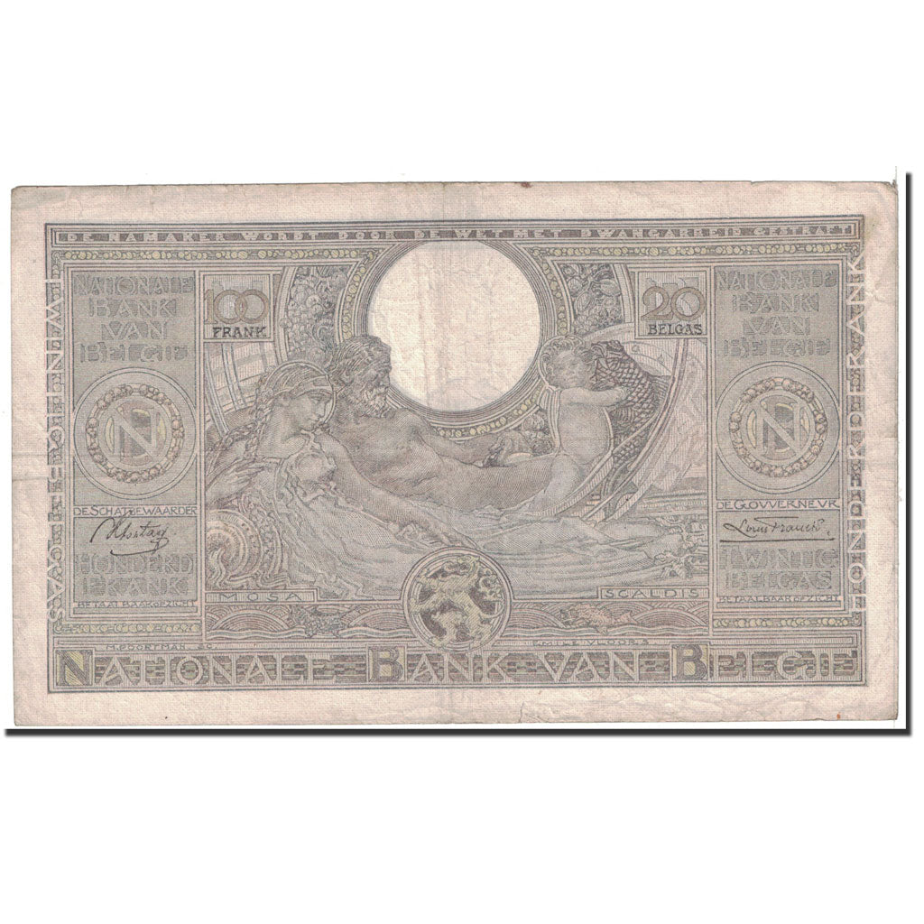 Banconote, Belgio, 100 Francs-20 Belgas, 1937, 1937-01-11, KM:107, MB