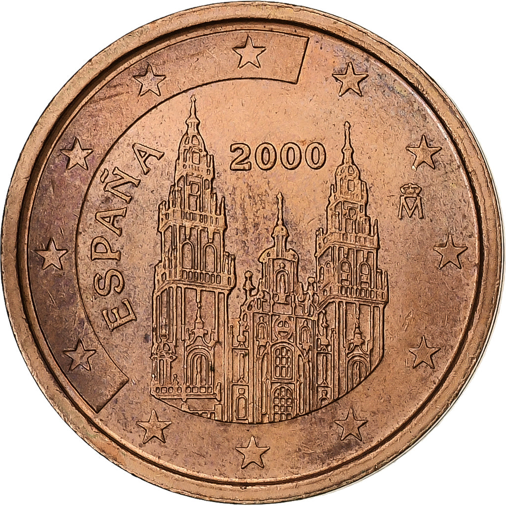 Spanje, 2 Euro Cent, 2000, Madrid, Copper Plated Steel, PR