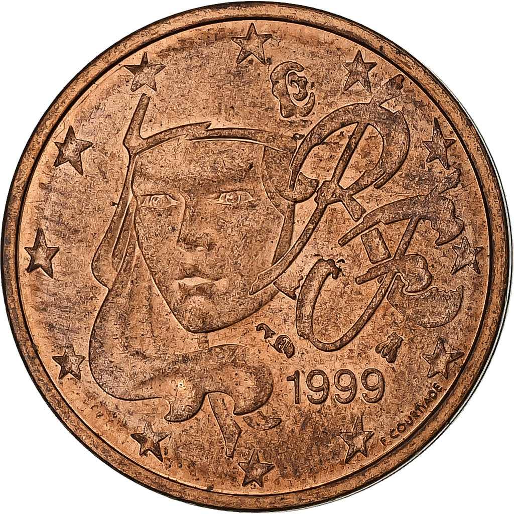 France, 2 Euro Cent, 1999, Paris, Cuivre plaqué acier, SUP