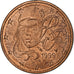 France, 2 Euro Cent, 1999, Paris, Cuivre plaqué acier, SUP
