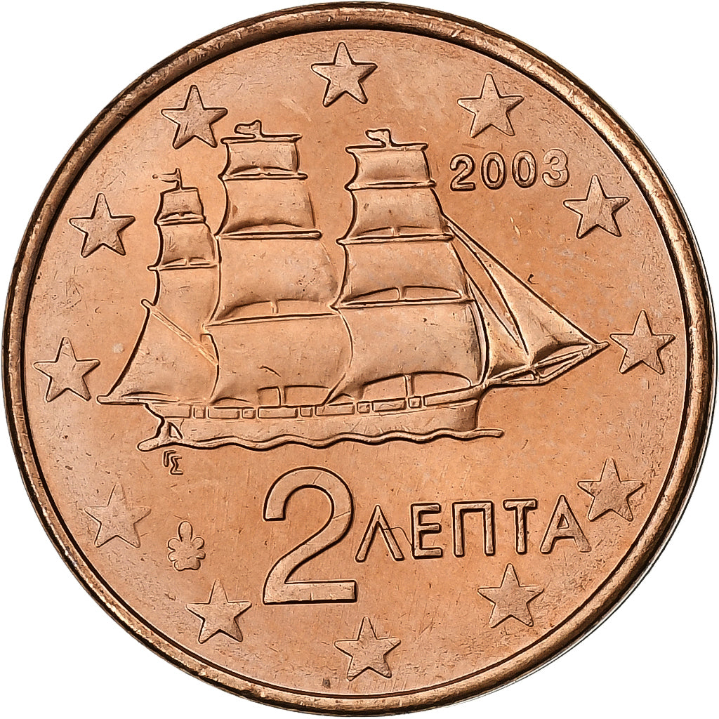 Grèce, 2 Euro Cent, 2003, Athènes, Cuivre plaqué acier, SUP+