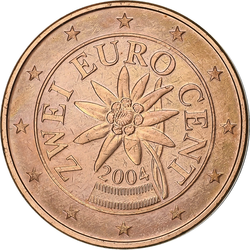 Austria, 2 Euro Cent, 2004, Vienna, Copper Plated Steel, MS(60-62)