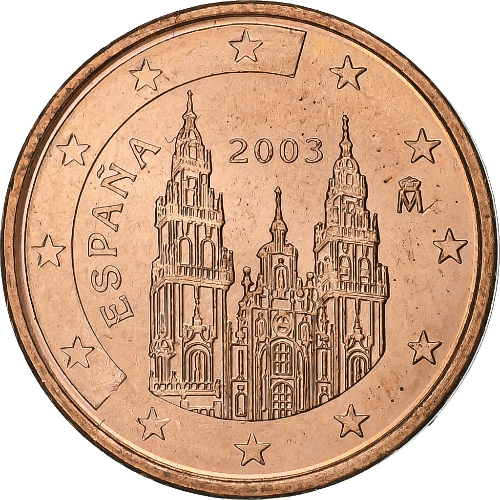 Spain, 2 Euro Cent, 2003, Madrid, Copper Plated Steel, MS(60-62)