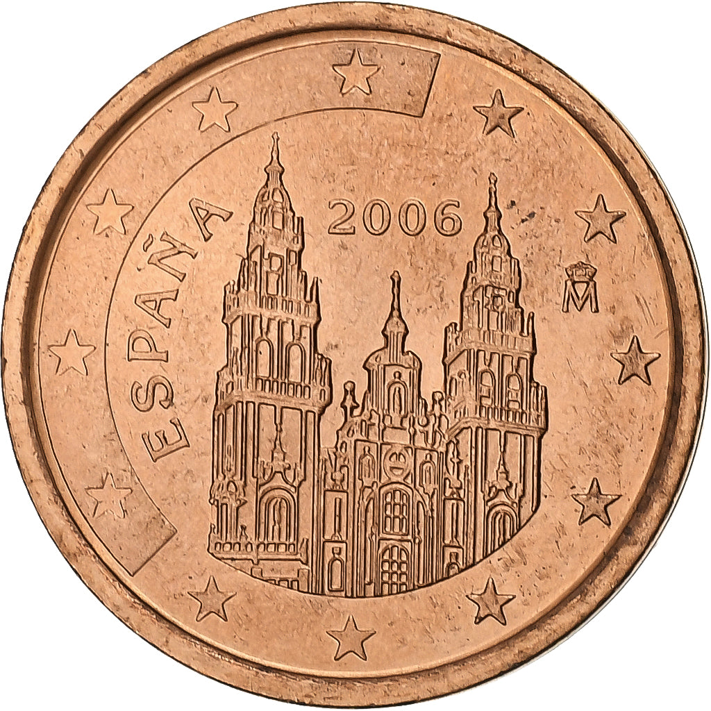 Spagna, 2 Euro Cent, 2006, Madrid, Acciaio placcato rame, SPL