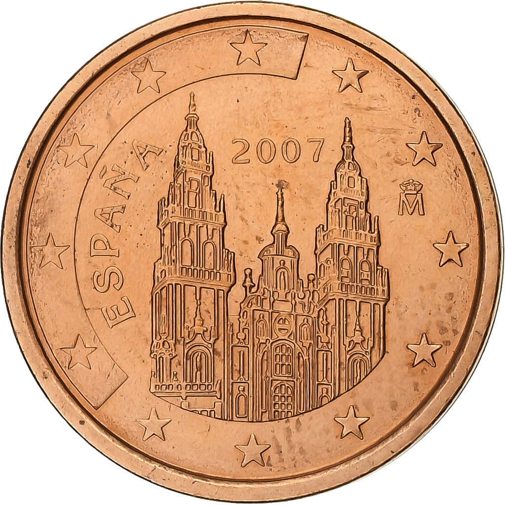 Spain, 2 Euro Cent, 2007, Madrid, Copper Plated Steel, MS(60-62)