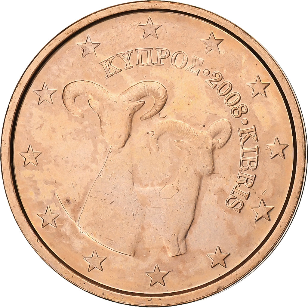 Cipro, 2 Euro Cent, 2008, Acciaio placcato rame, SPL