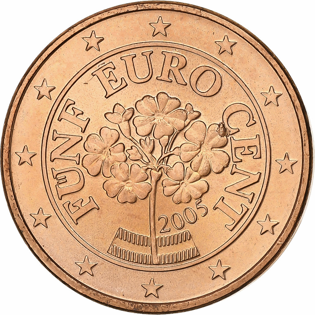 Austria, 5 Euro Cent, 2005, Vienna, Copper Plated Steel, MS(60-62)