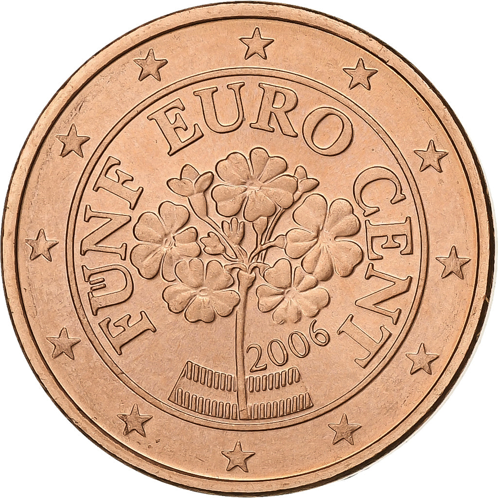 Austria, 5 Euro Cent, 2006, Vienna, Copper Plated Steel, MS(60-62)