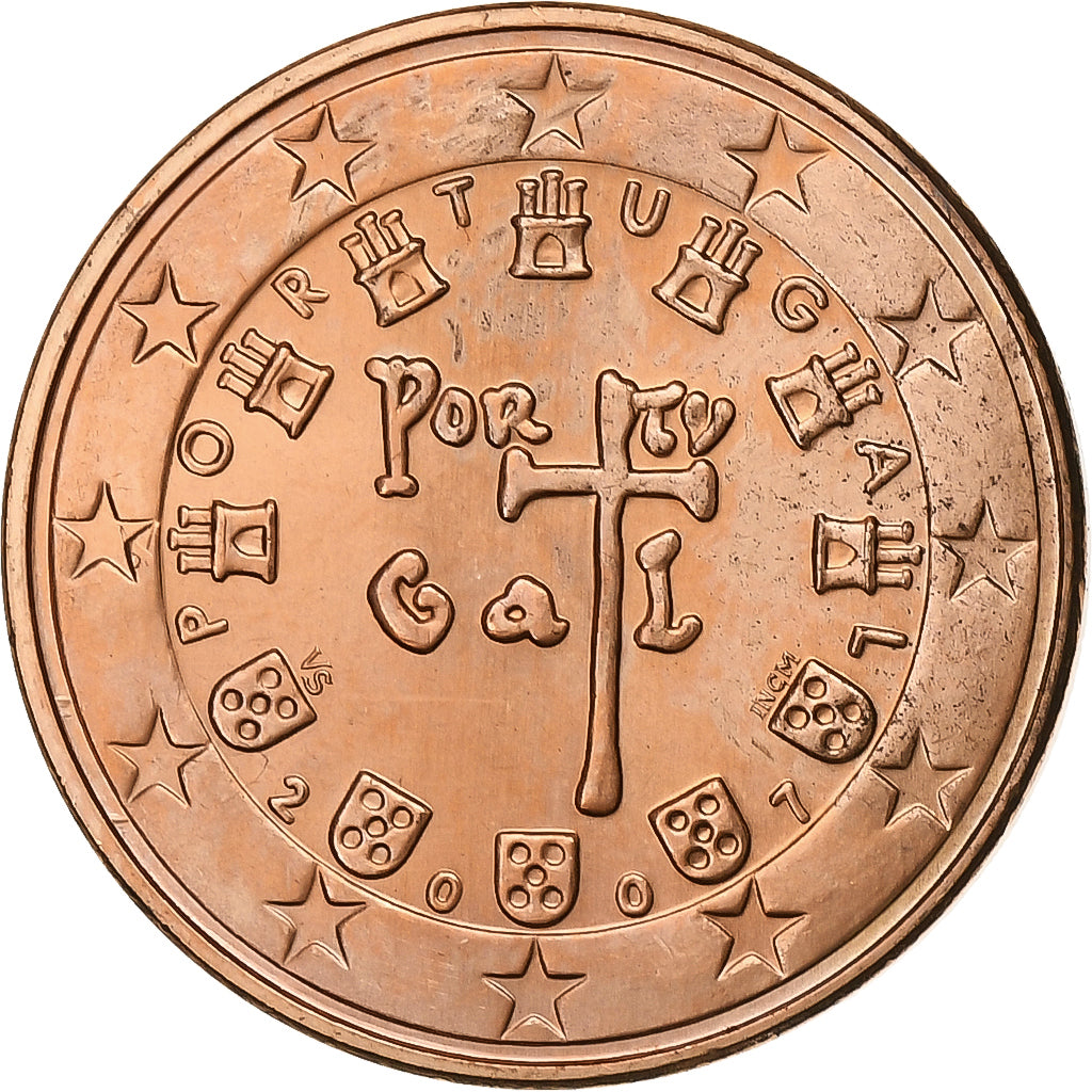 Portugal, 5 Euro Cent, 2007, Lisbon, Copper Plated Steel, MS(60-62)