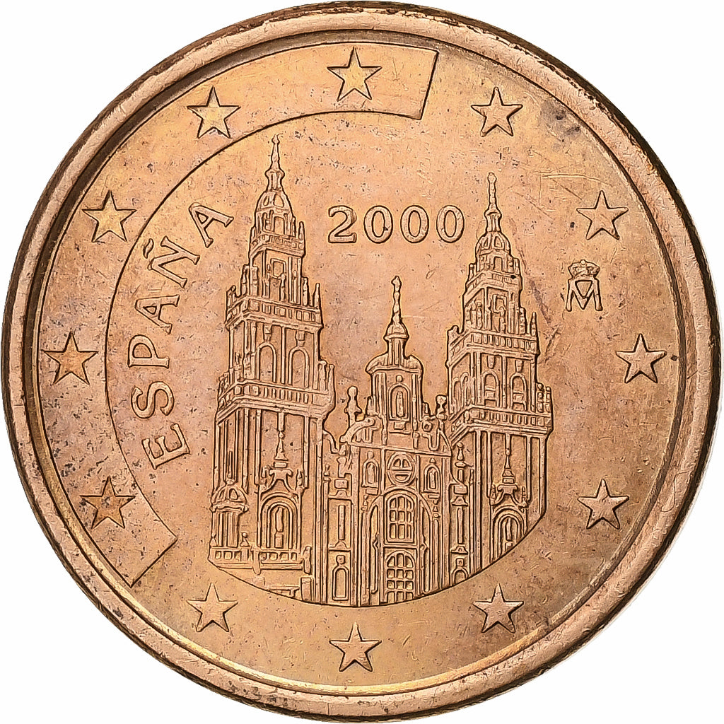 Spagna, 5 Euro Cent, 2000, Madrid, Acciaio placcato rame, SPL