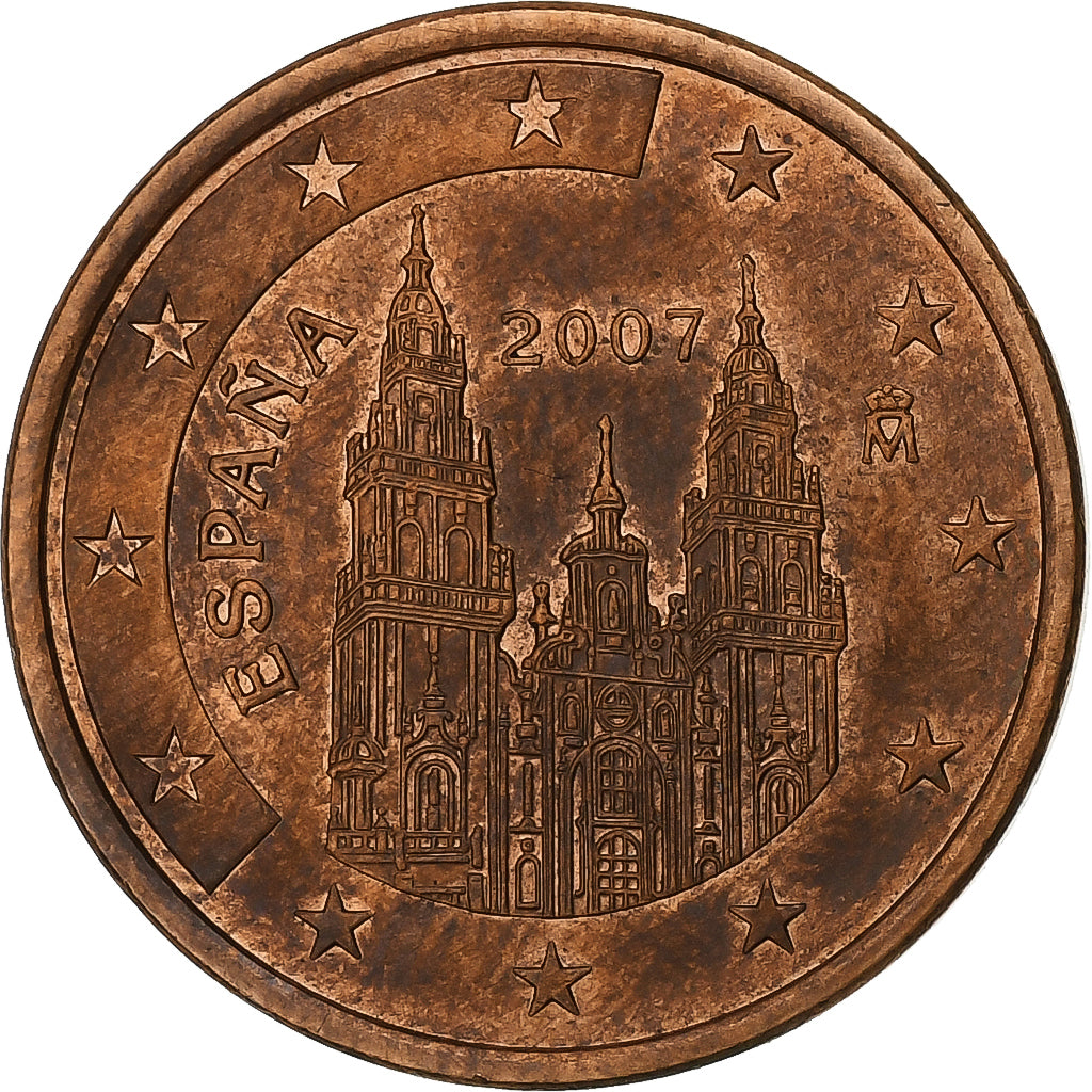 Spanien, 5 Euro Cent, 2007, Madrid, Copper Plated Steel, VZ