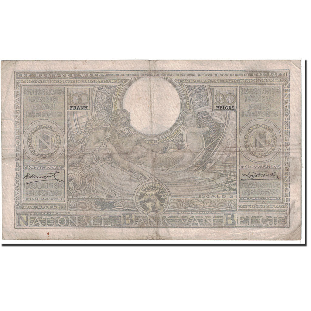 Banconote, Belgio, 100 Francs-20 Belgas, 1935, 1935-12-13, KM:107, MB+