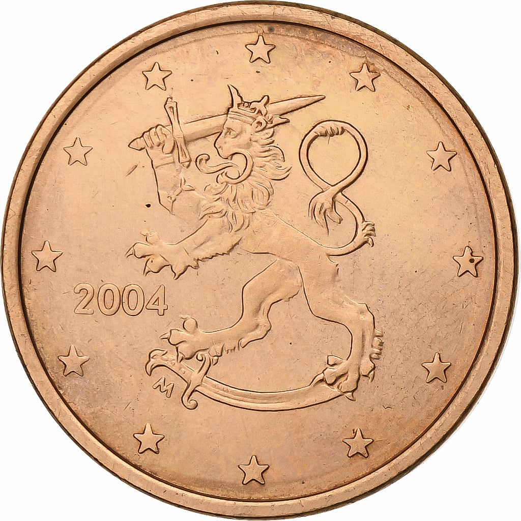 Finlandia, 5 Euro Cent, 2004, Vantaa, Miedź platerowana stalą, AU(50-53)