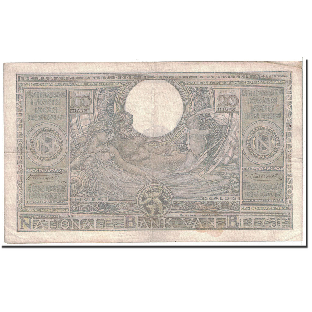 Banknot, Belgia, 100 Francs-20 Belgas, 1935, 1935-11-19, KM:107, EF(40-45)