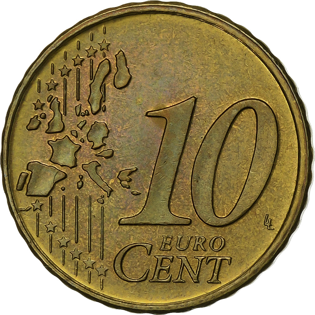 Luxemburgo, 10 Euro Cent, 2002, Utrecht, Nordic gold, MS(60-62)