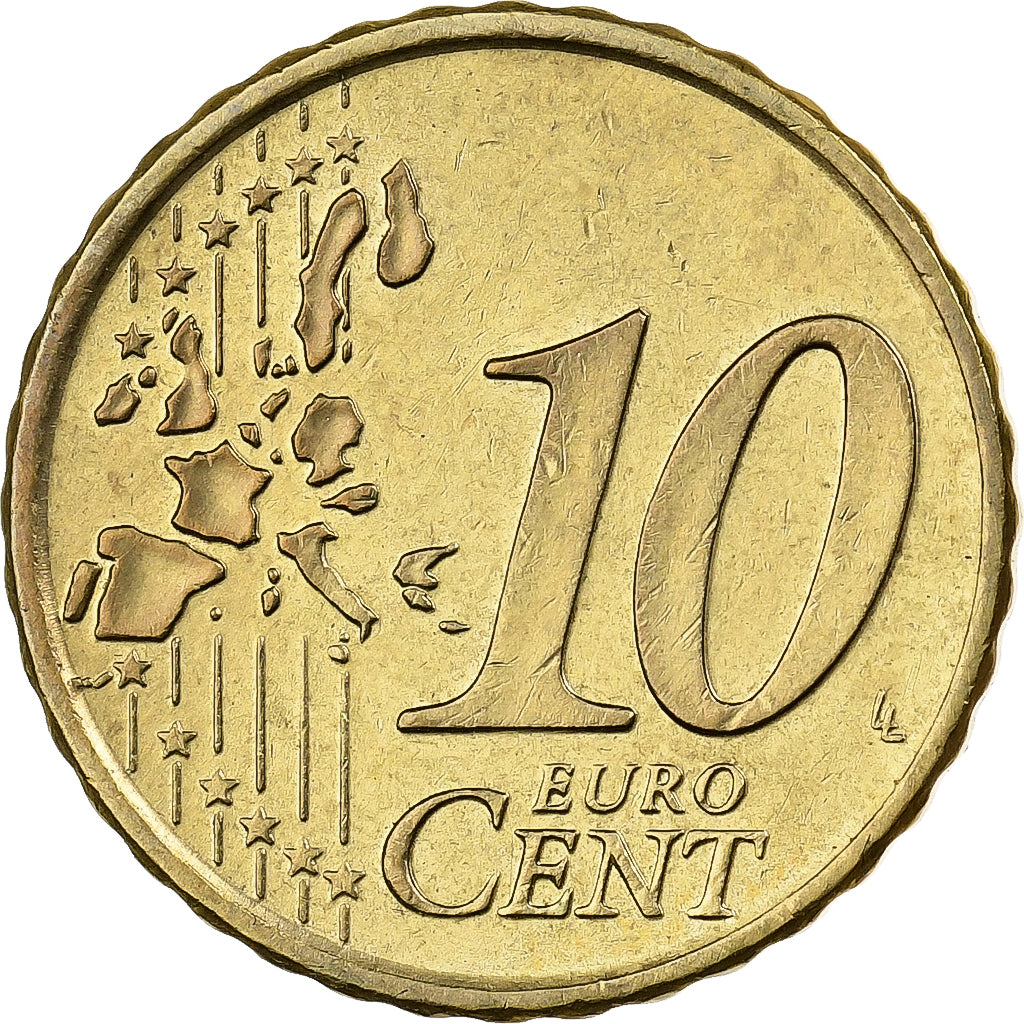 Grecia, 10 Euro Cent, 2002, Athens, Nordic gold, SPL