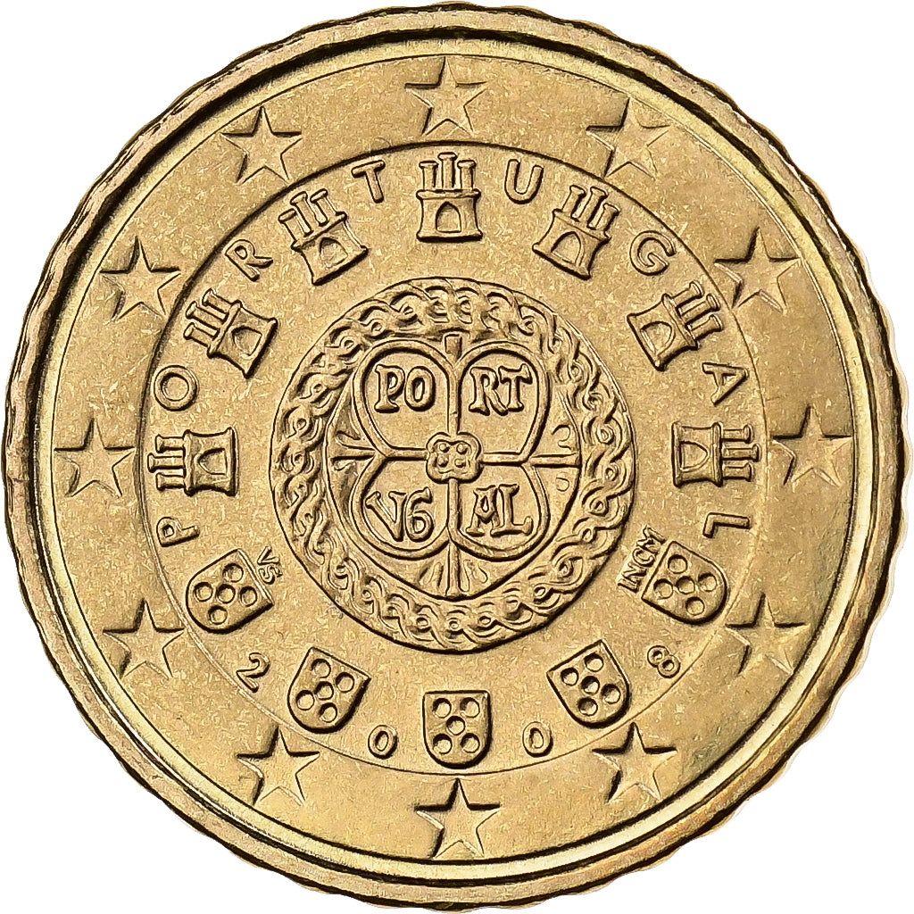 Portugal, 10 Euro Cent, 2008, Lisbon, Nordic gold, MS(60-62)