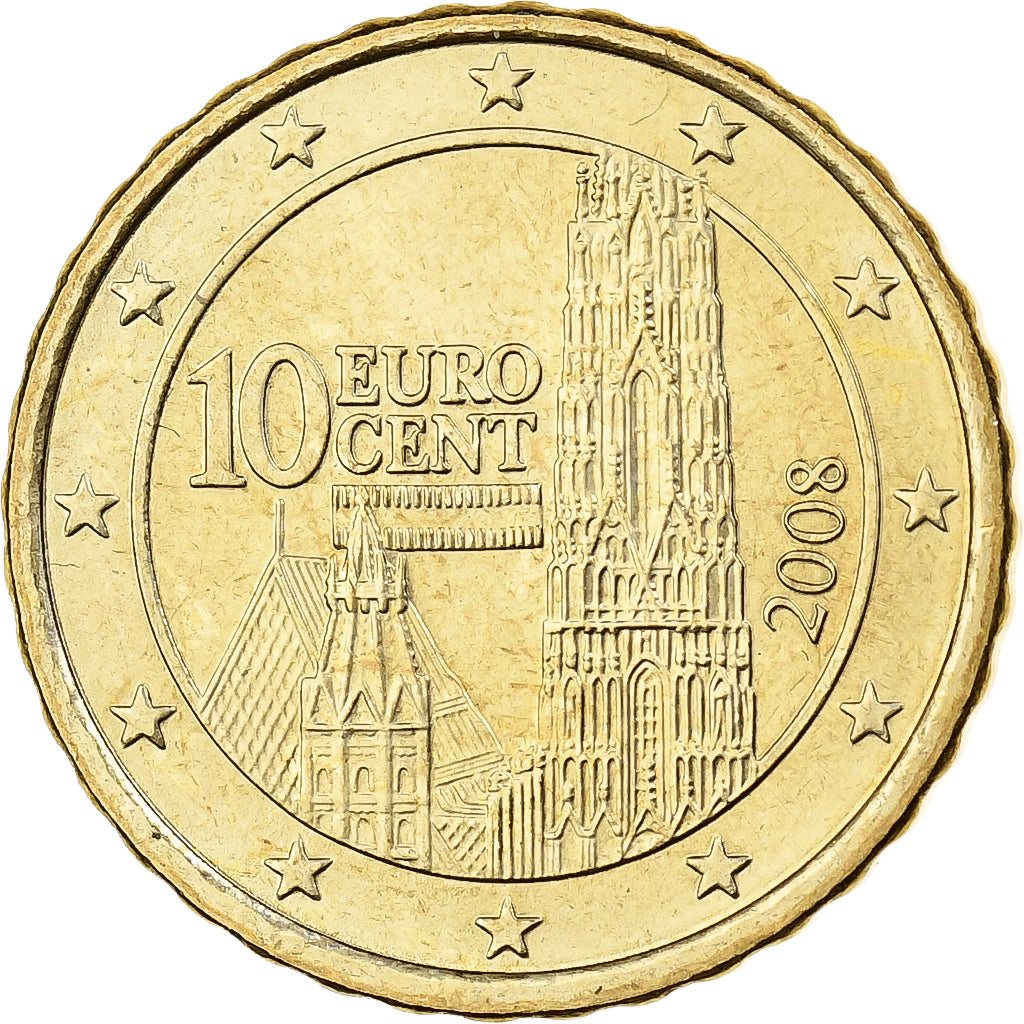 Austria, 10 Euro Cent, 2008, Vienna, Nordic gold, MS(60-62)