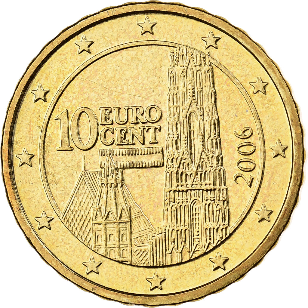 Oostenrijk, 10 Euro Cent, 2006, Vienna, Nordic gold, PR+