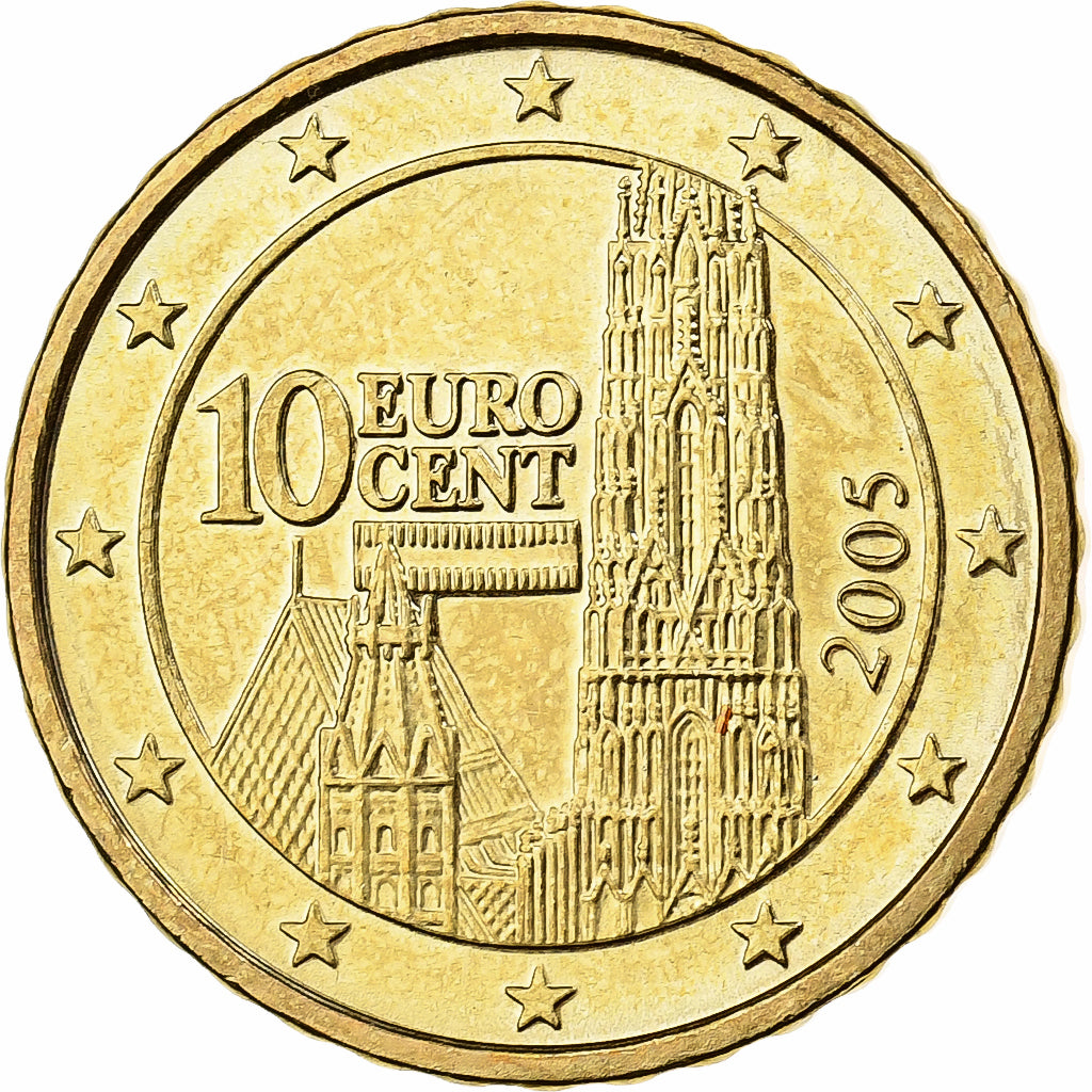 Austria, 10 Euro Cent, 2005, Vienna, Nordic gold, MS(60-62)