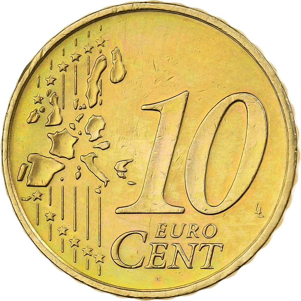 Duitsland, 10 Euro Cent, 2002, Stuttgart, Nordic gold, PR+