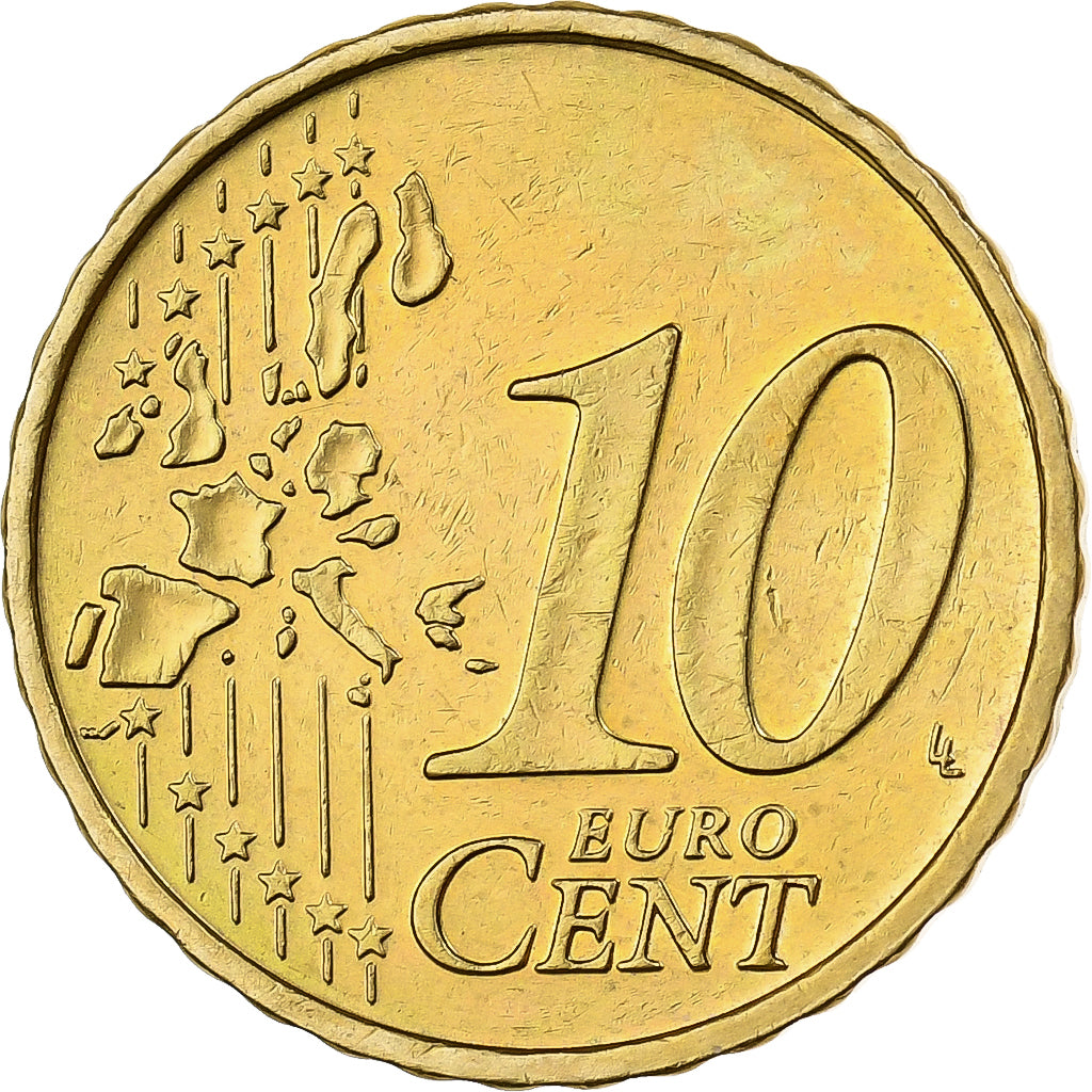 Alemanha, 10 Euro Cent, 2002, Karlsruhe, Nordic gold, MS(60-62)