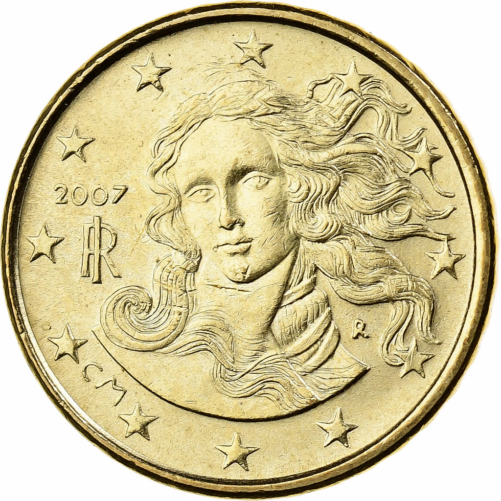 Itália, 10 Euro Cent, 2007, Rome, Nordic gold, MS(60-62)