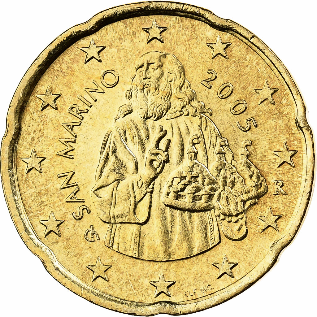 San Marino, 20 Euro Cent, 2005, Rome, Nordic gold, SPL