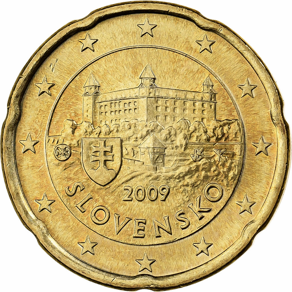 Slovaquie, 20 Euro Cent, 2009, Kremnica, Or nordique, SUP+