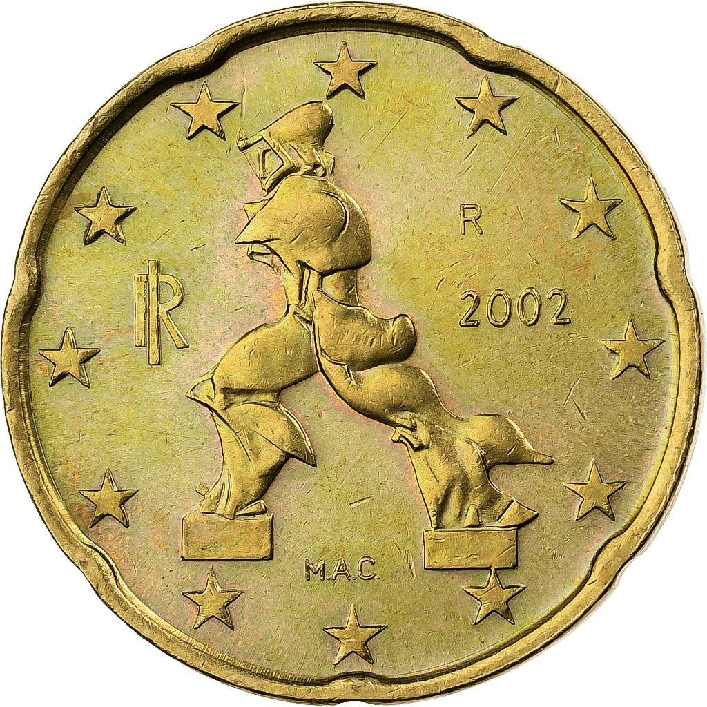 Italië, 20 Euro Cent, 2002, Rome, Nordic gold, PR+