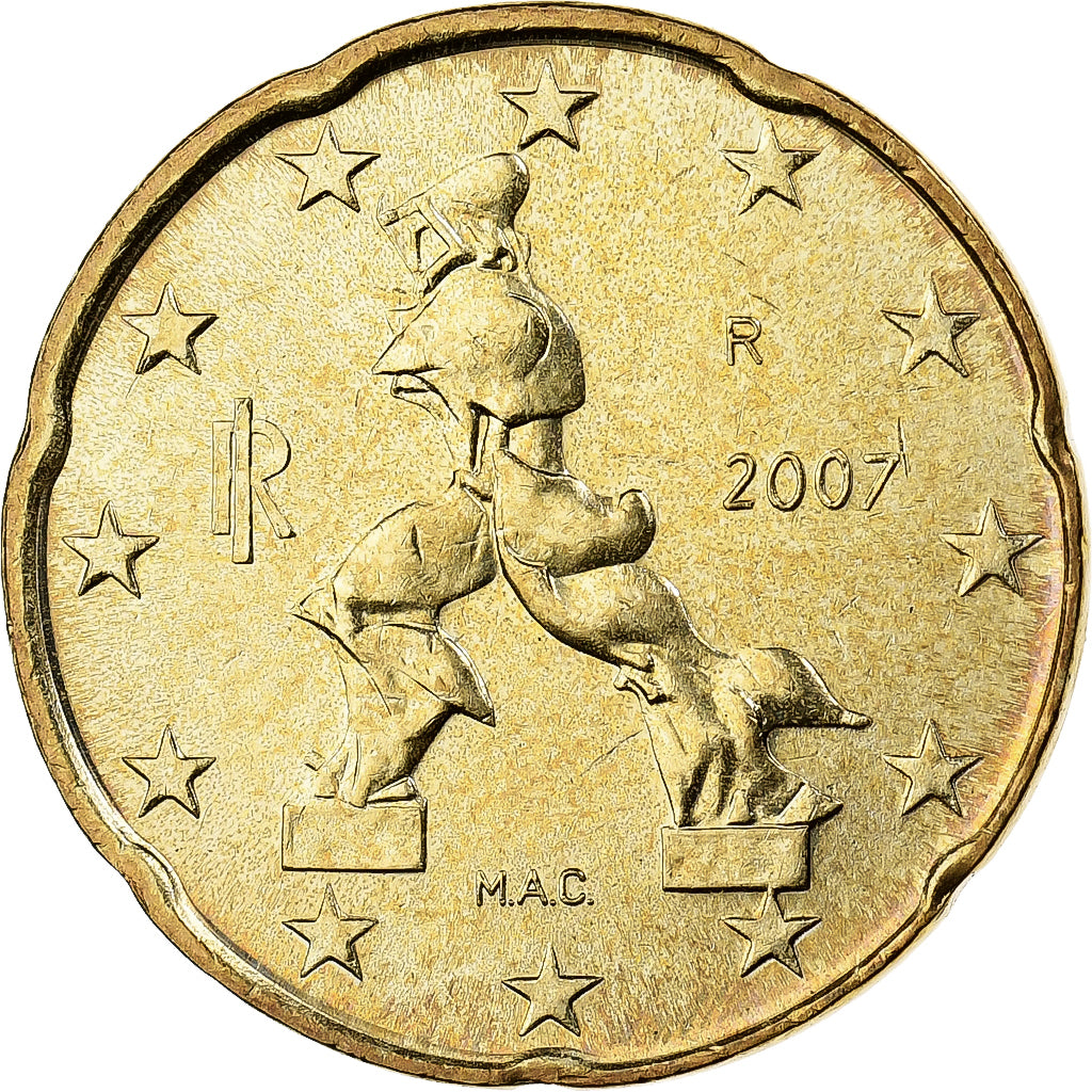Italië, 20 Euro Cent, 2007, Rome, Nordic gold, PR+