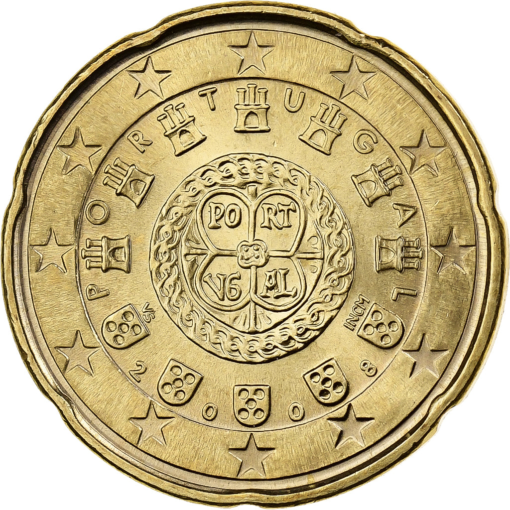 Portugal, 20 Euro Cent, 2008, Lisbon, Nordic gold, VZ+