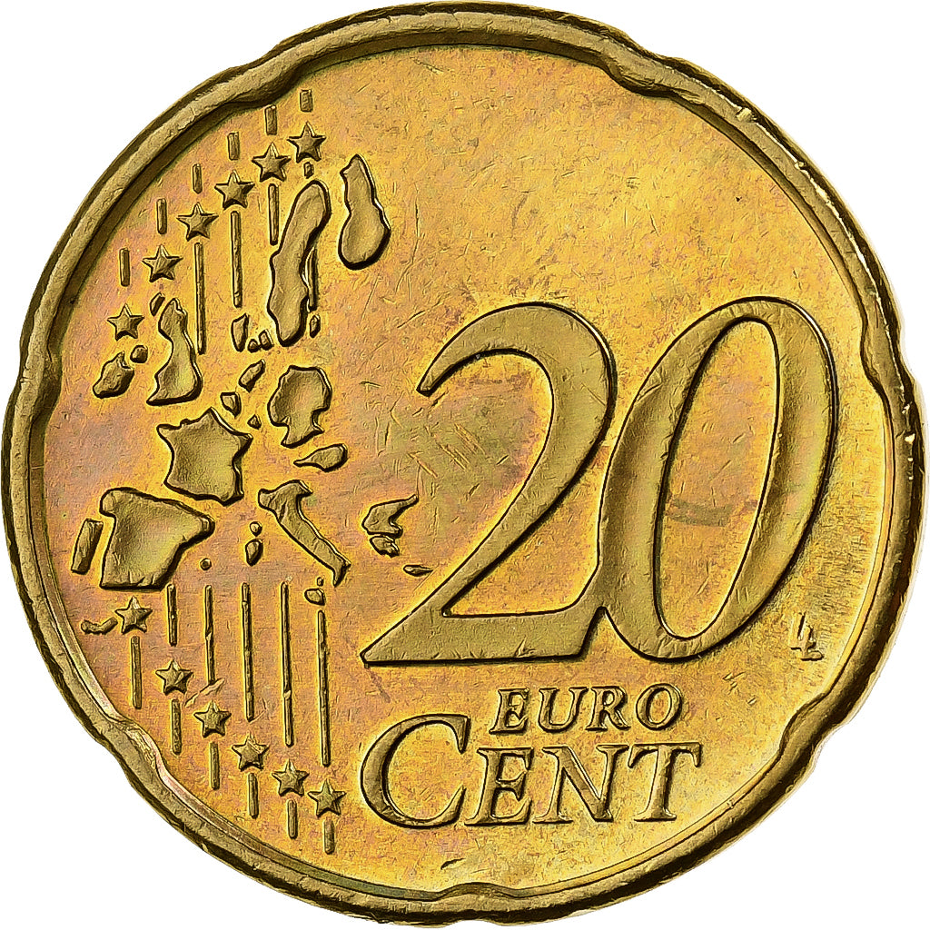 Netherlands, 20 Euro Cent, 2001, Utrecht, Nordic gold, MS(60-62)