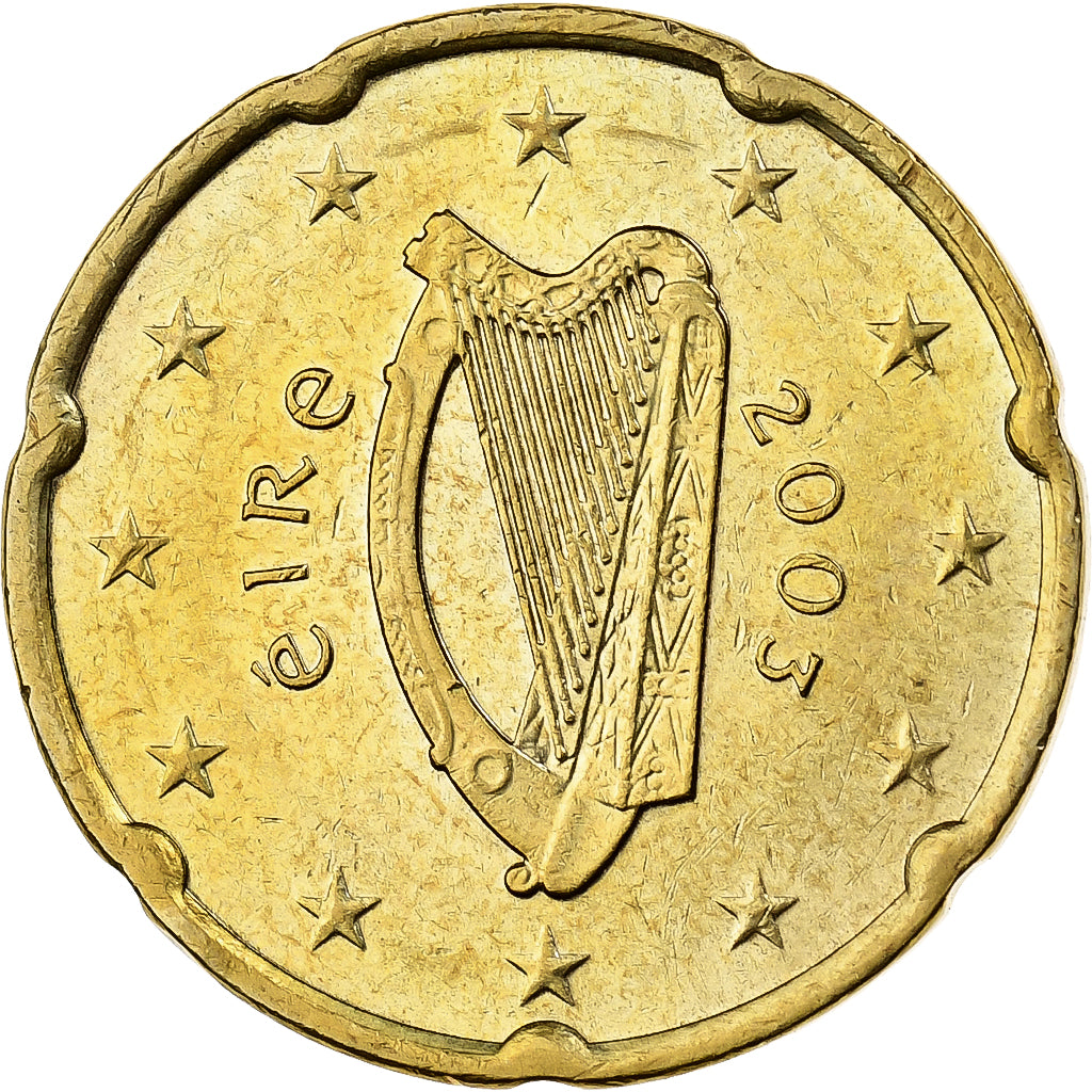 Irlande, 20 Euro Cent, 2003, Dublin, Or nordique, SUP+