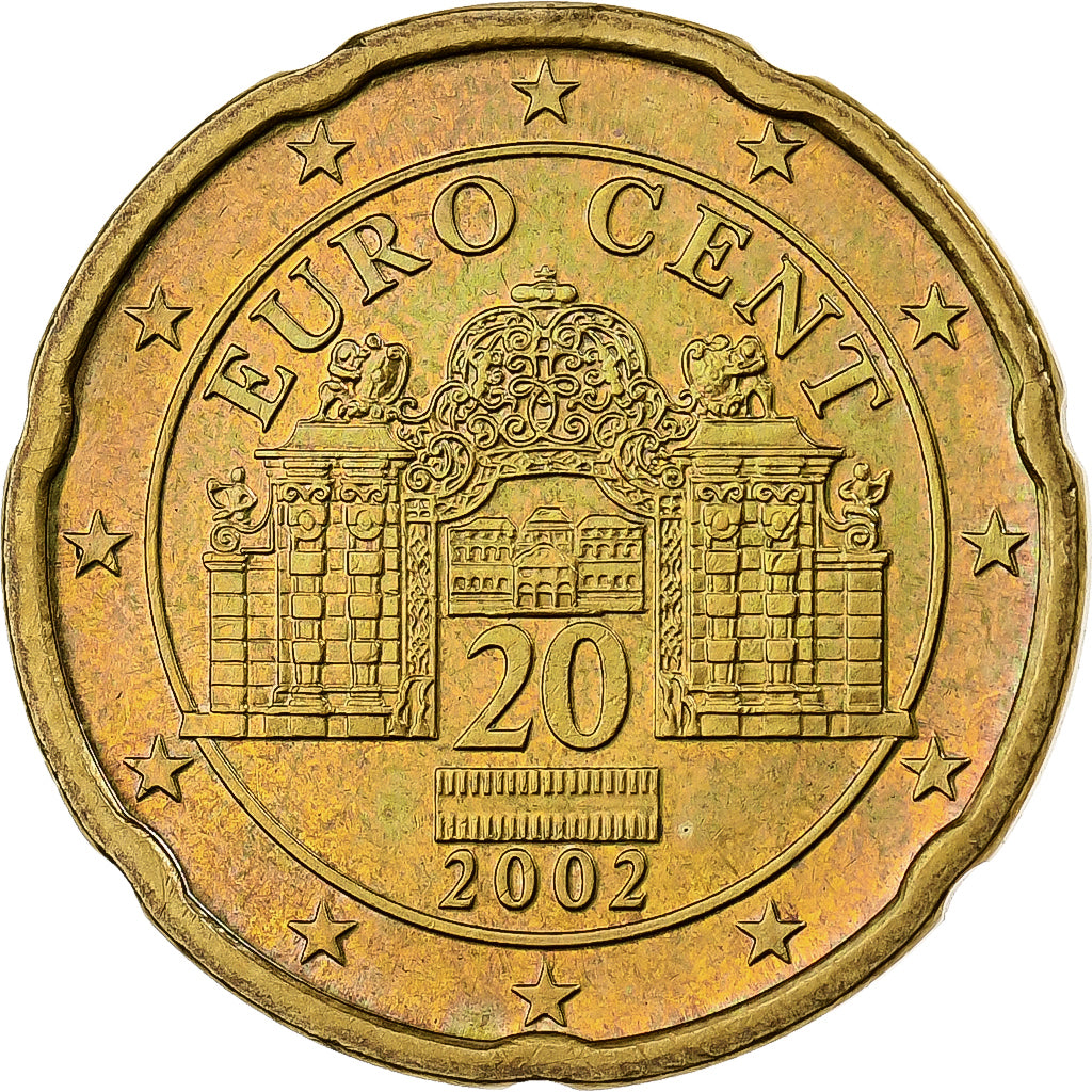 Österreich, 20 Euro Cent, 2002, Vienna, Nordic gold, VZ+