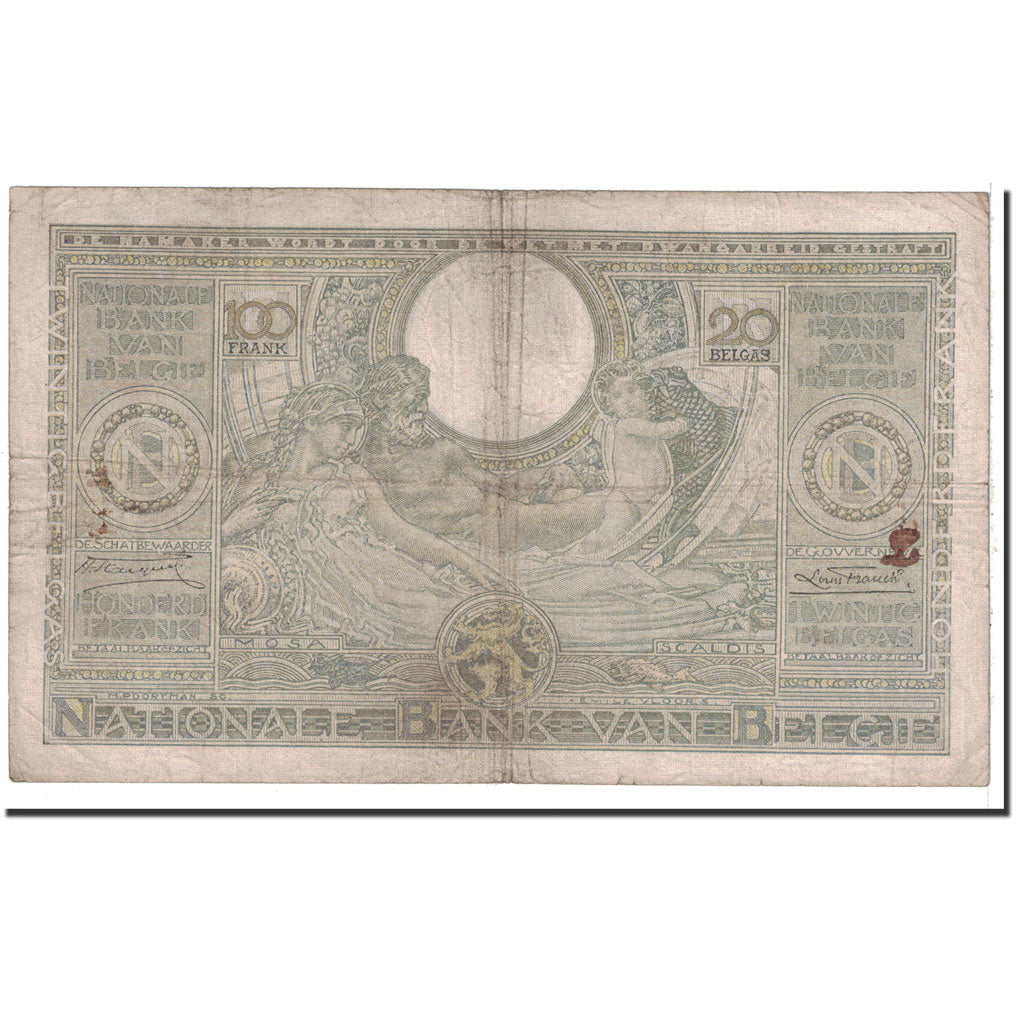 Banknote, Belgium, 100 Francs-20 Belgas, 1934, 1934-03-29, KM:107, VF(20-25)