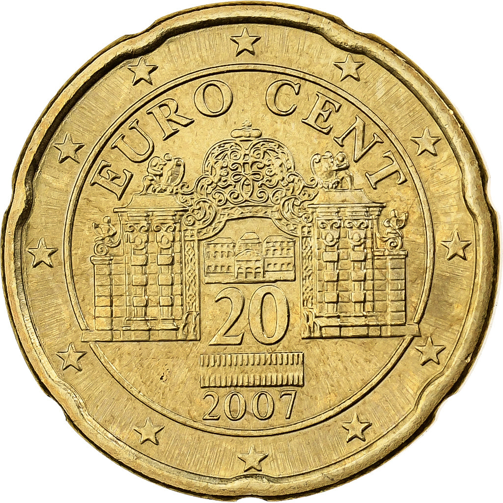 Austria, 20 Euro Cent, 2007, Vienna, Nordic gold, EBC+