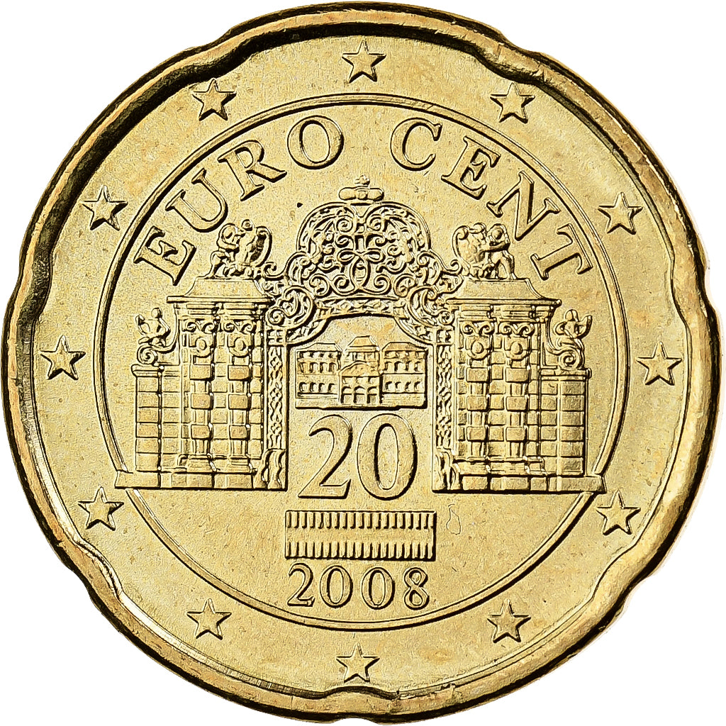 Österreich, 20 Euro Cent, 2008, Vienna, Nordic gold, VZ+