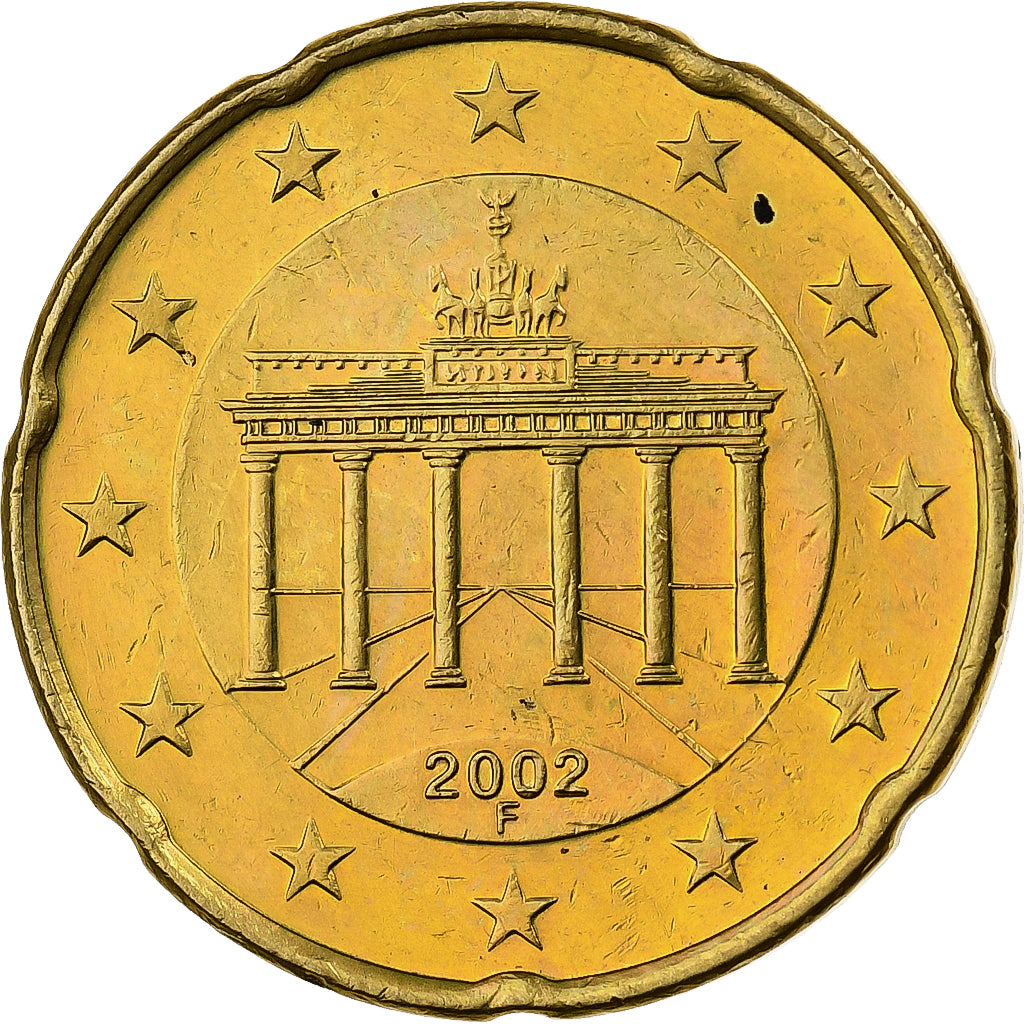 Alemanha, 20 Euro Cent, 2002, Stuttgart, Nordic gold, MS(60-62)