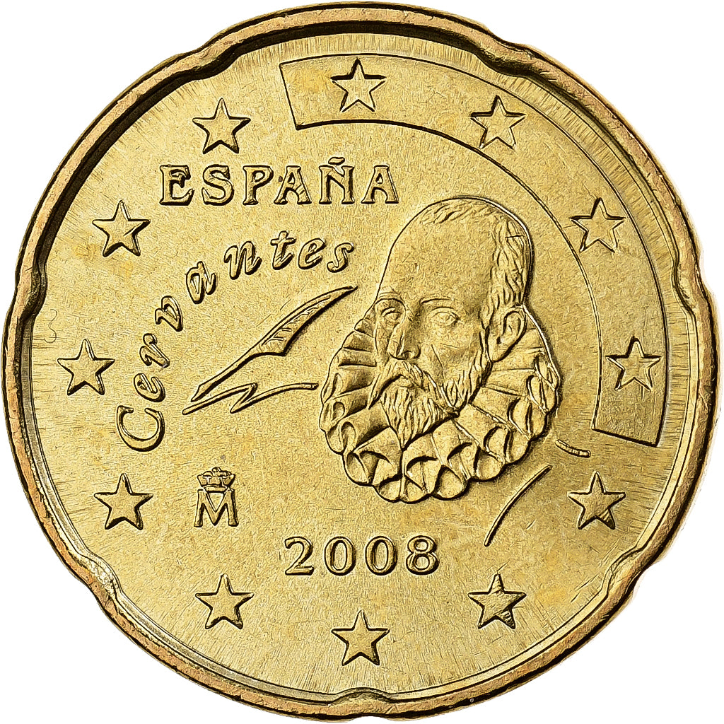 Espanha, 20 Euro Cent, 2008, Madrid, Nordic gold, MS(60-62)