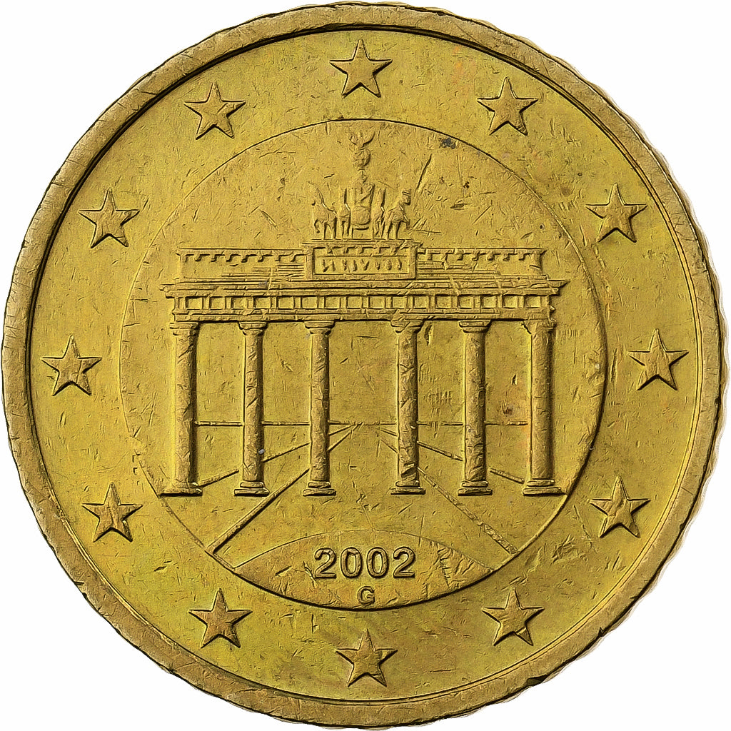 Alemanha, 50 Euro Cent, 2002, Karlsruhe, Nordic gold, MS(60-62)