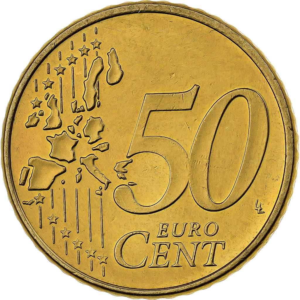 Alemanha, 50 Euro Cent, 2002, Stuttgart, Nordic gold, MS(60-62)