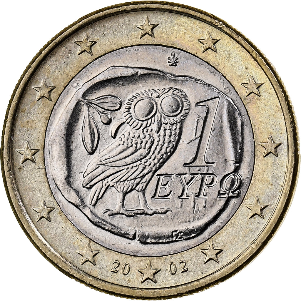 Grecja, 1 Euro, 2002, Athens, Bimetaliczny, MS(60-62)