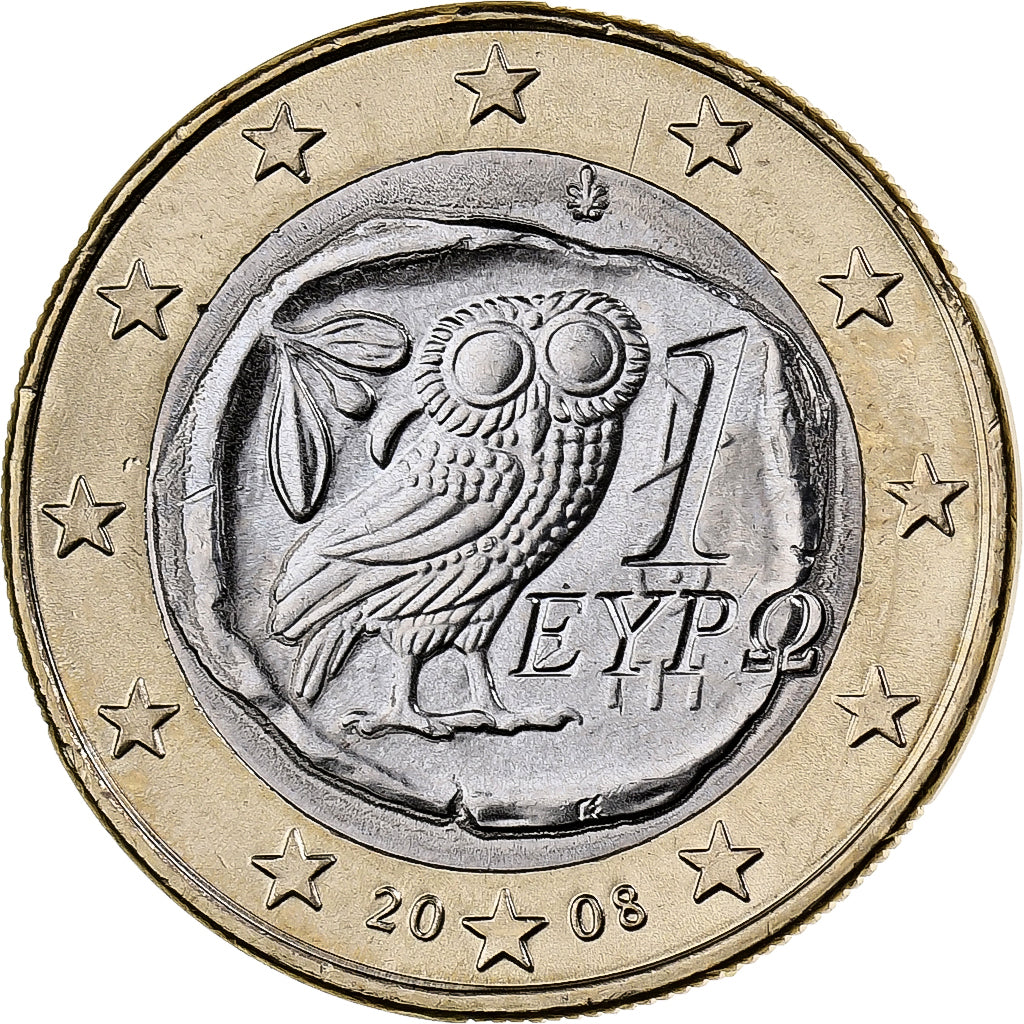 Griekenland, 1 Euro, 2008, Athens, Bi-Metallic, PR+