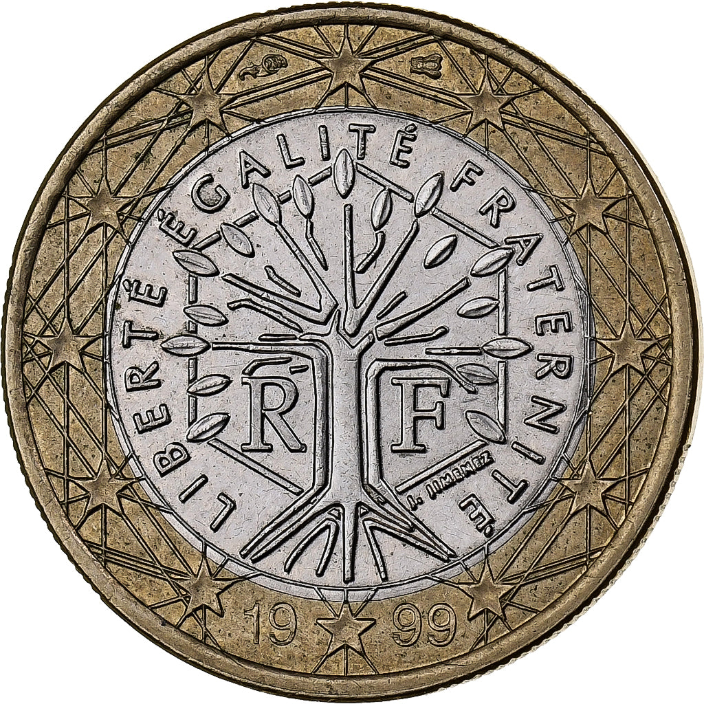 France, 1 Euro, 1999, Paris, Bi-Metallic, MS(60-62)
